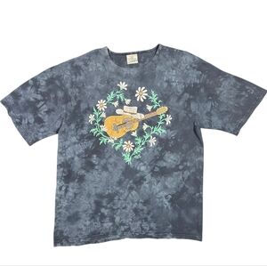 Vintage Lynee Western Floral T-Shirt Tie-Dye USA Blue Cowgirl 90s Large Country